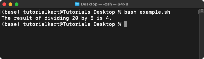 Bash Division Using Arithmetic Expansion